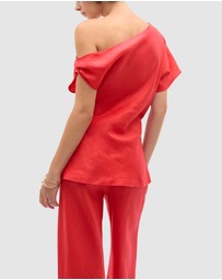 Seed Heritage - Linen Draped Split Hem Top