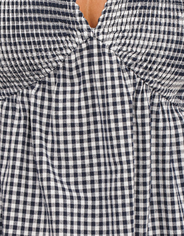 Petal & Pup - Ilyana Short Sleeve Maxi Dress - Navy Gingham