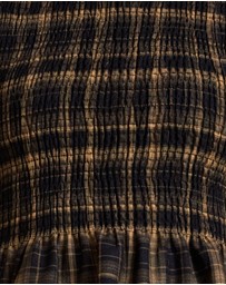 MVN - Plaid Shirring Short Sleeve Top