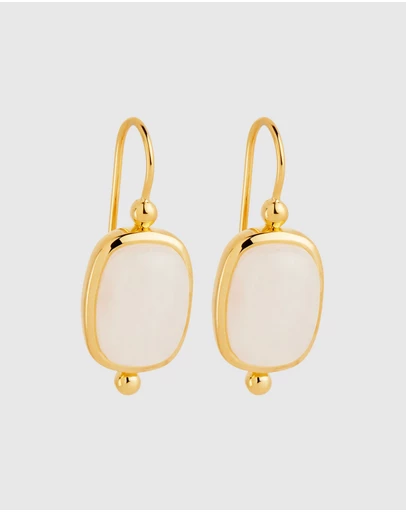 Najo - Fleur Yellow Gold Rainbow Moonstone Earrings