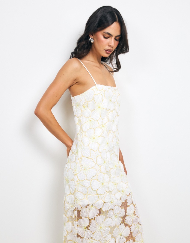 AERE - Loe Sequin Flower Maxi Dress