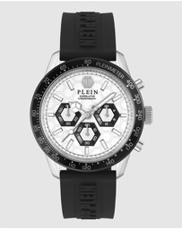 Philipp Plein - Pleinmeter - 44mm Silver Dial and Black Silicone Strap