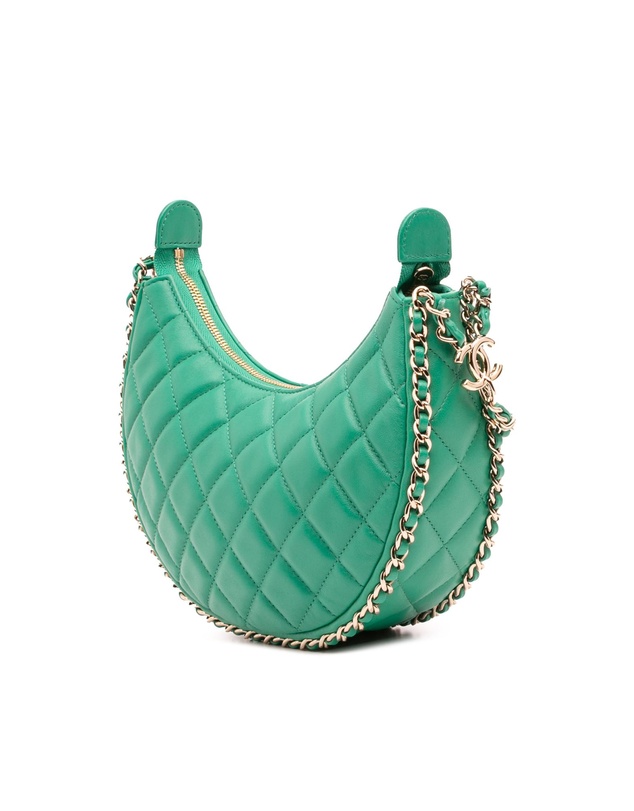 Pre-Loved by Azura Reborn - Pre-Loved Small Quilted Lambskin Chain Around Hook Hobo Bag