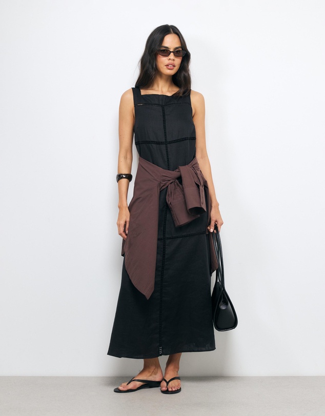 AERE - Tali Panelled Linen Maxi Dress