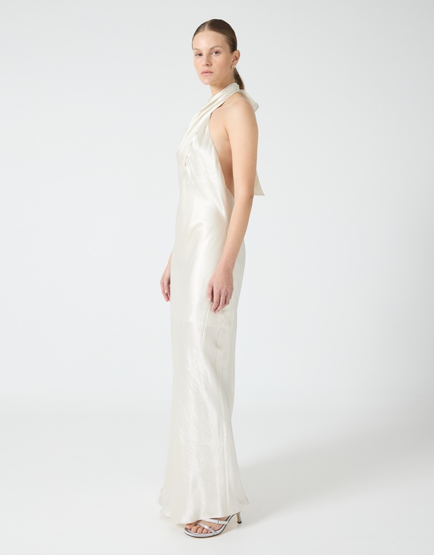 Third Form - Crush Wrap Neck Floor Length