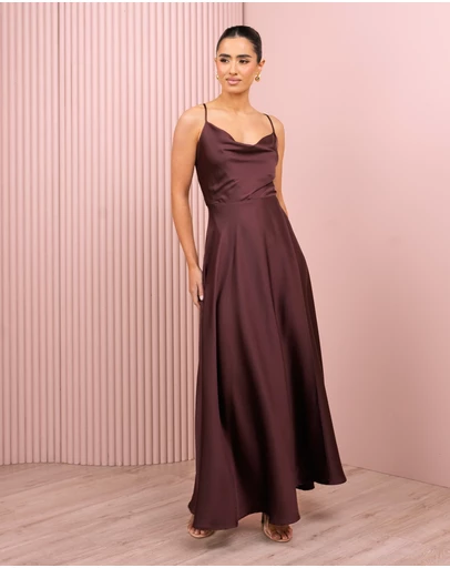 Azzurielle - Quinby Cowl Neck Satin Gown