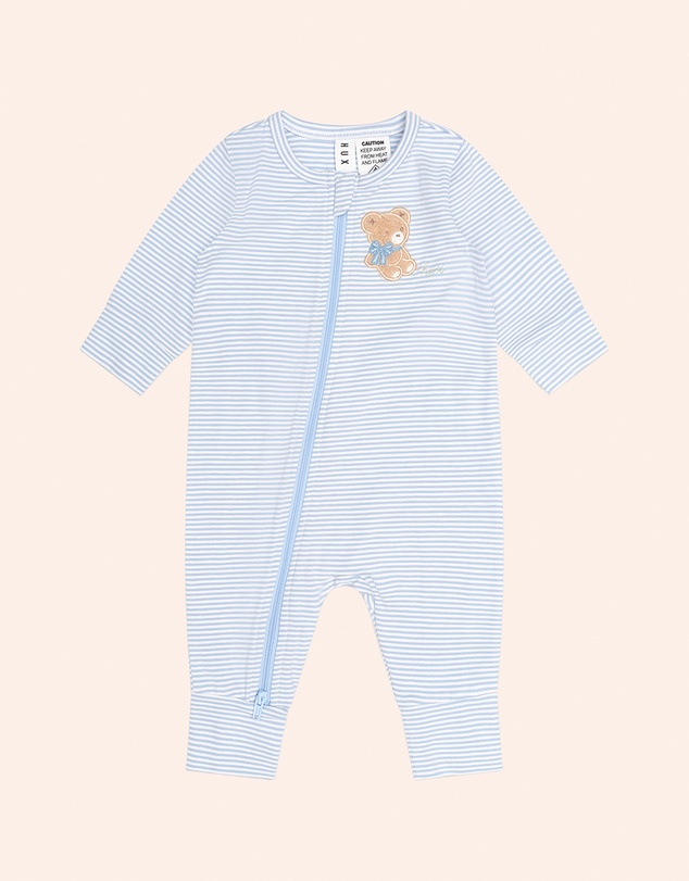 Huxbaby - Bow Hux Stripe Zip Romper - Babies