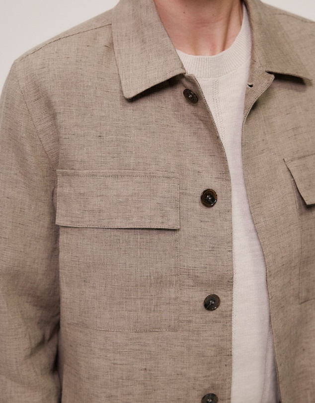 Trenery - Yarn Dyed Linen Twin Pocket Jacket in Otter
