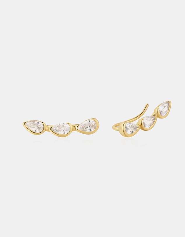 Ania Haie - Gold Triple Half-Bezel Teardrop Climbers