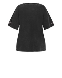 City Chic - Plus size Rodeo Oversized Cotton Tee - black acid wash