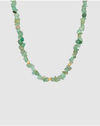 Elli Jewelry - Necklace Choker Timeless Trend with Aventurine Stones in 925 Sterling Silver Gold Plated