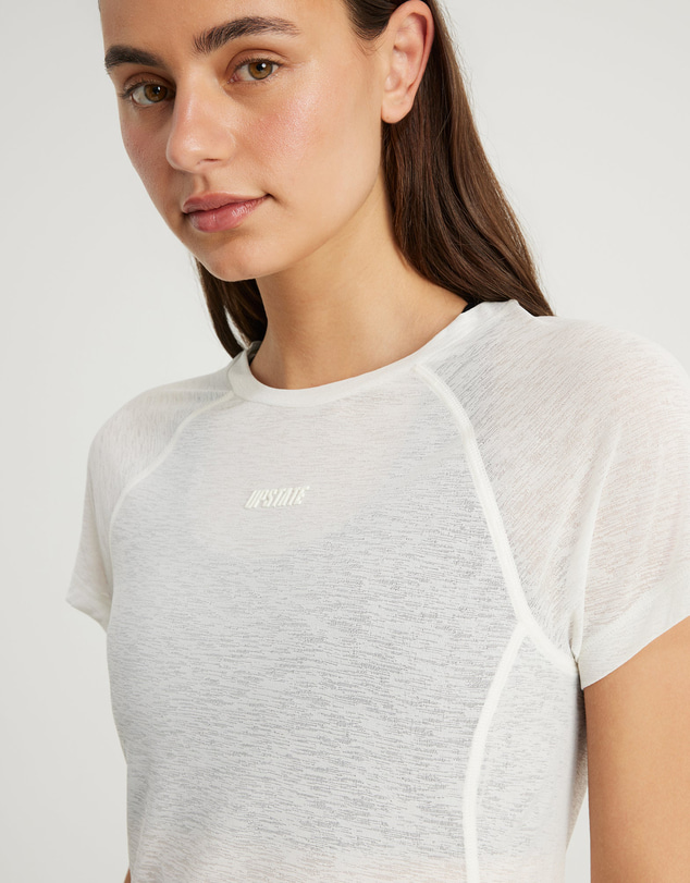 Upstate - Sheer Sport Mesh Panel Tee - Vintage White