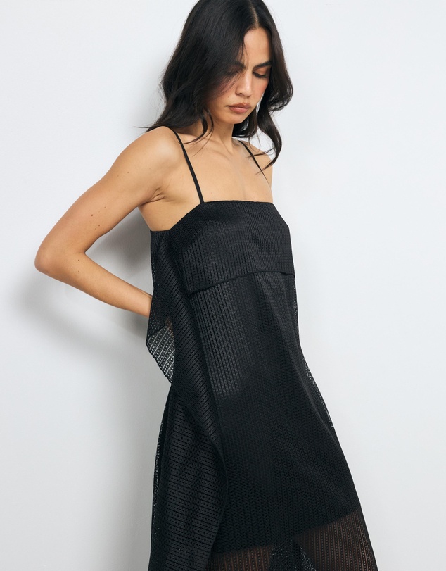 AERE - Maris Textured Drape Back Maxi Dress