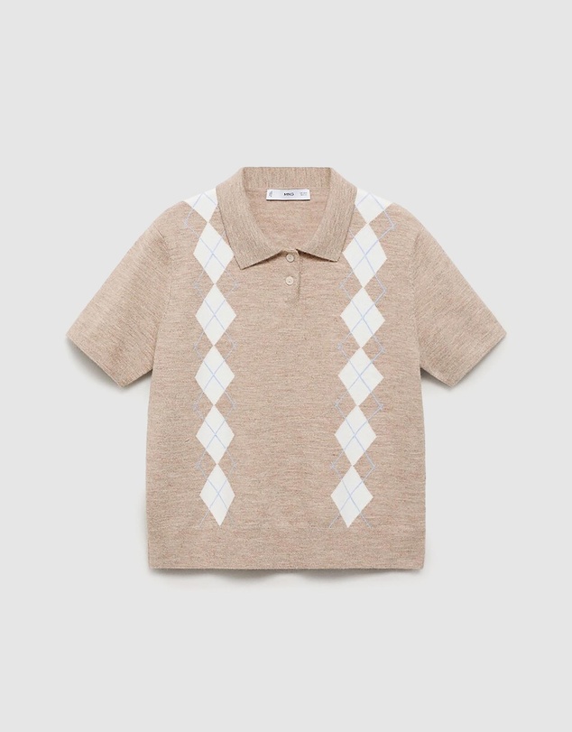 M.N.G - Argyle Polo-Neck Sweater