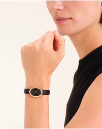 Rosefield - Ovale Black Matte Gold-Tone Black Leather Watch