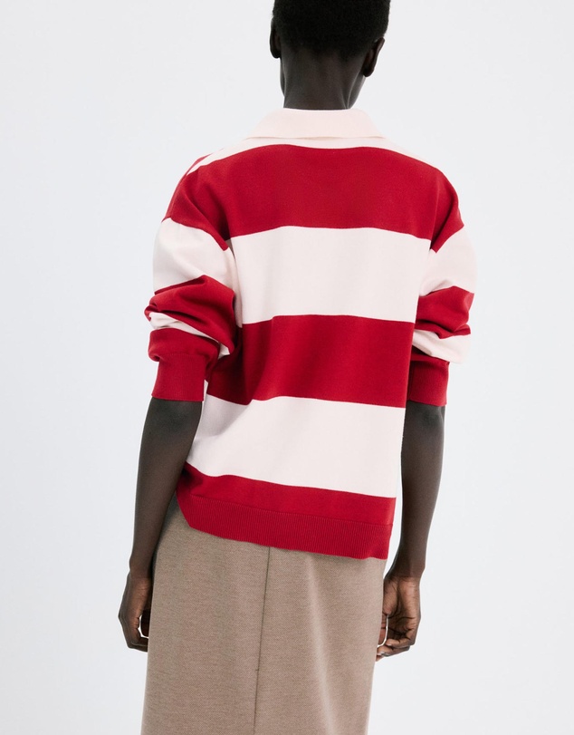 M.N.G - Striped Polo-Neck Sweater