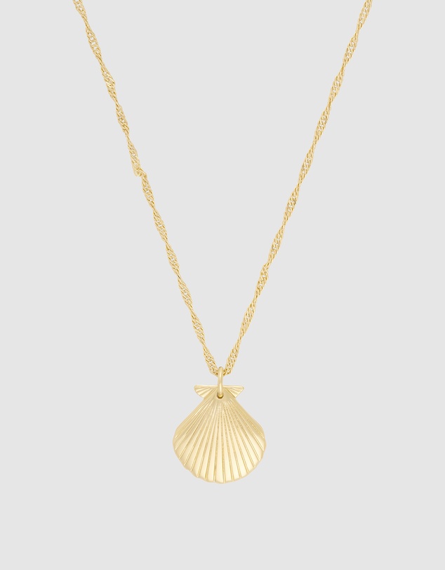 Wanderlust + Co - Seashell Gold Locket Necklace