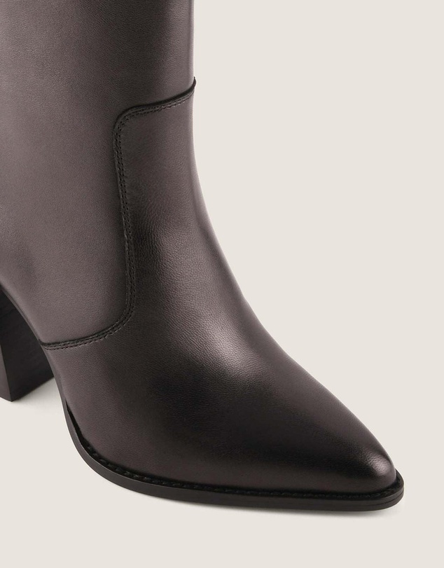 Shelly Shen - Rory Heel Long Boots Black Leather