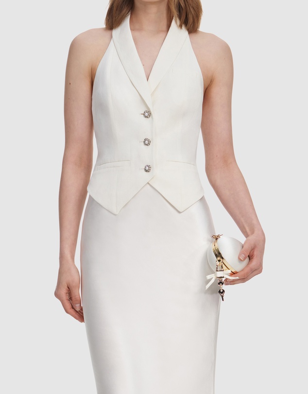 Self Portrait - Linen Satin Maxi Dress