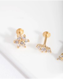 Lovisa - Gold Surgical Steel Flower Flat Back Earring Pack