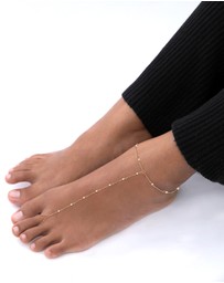 Elli Jewelry - Anklet with Shell Pearl 925 Sterling Silver Gold-plated