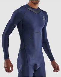 SKINS - SKINS Compression Men's Series-3 Running/Gym Long Sleeve Top Navy Blue