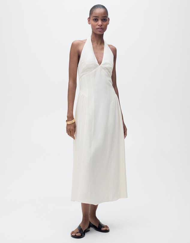 M.N.G - Valentin Halter-Neck Linen Dress