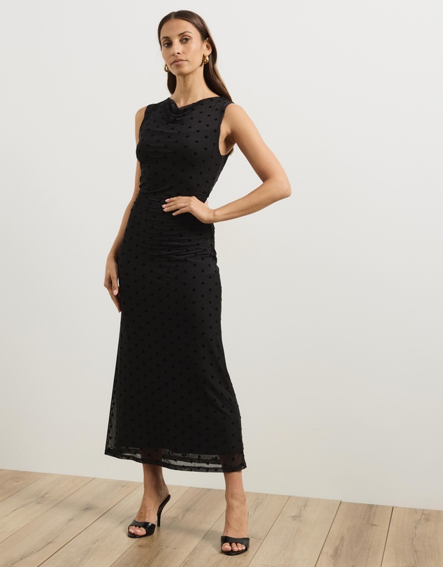 Atmos&Here - Sana Polkadot Mesh Midi Dress