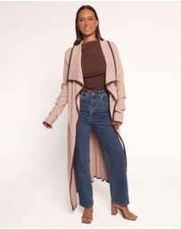 Petal & Pup - Vallis Contrast Trim Long Cardigan - Beige