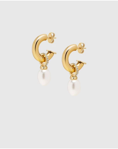 Nialaya Jewellery - Women's Chunky Pearl Hoops
