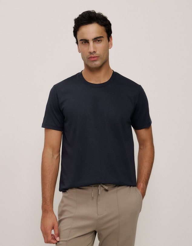 Trenery - Cotton Crew T-shirt in Navy