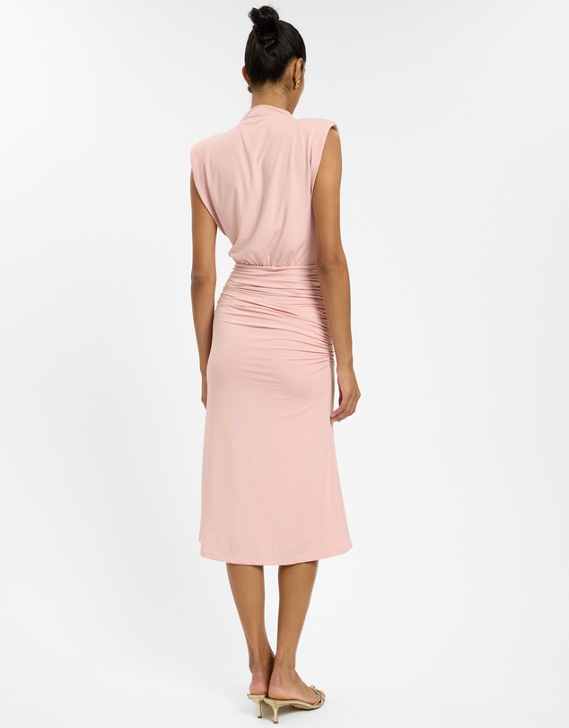 With Harper Lu - Structured Shoulder Midi Dress