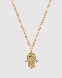 Nialaya Jewellery - Men's Hamsa Hand Necklace in Gold