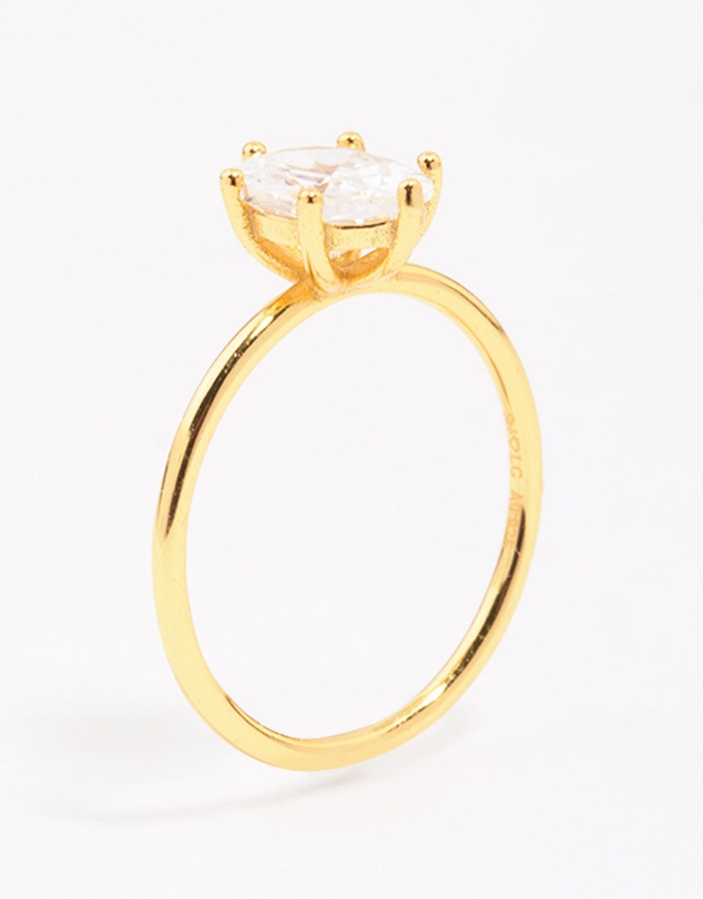 Lovisa - Gold Plated Sterling Silver Oval Solitaire Ring
