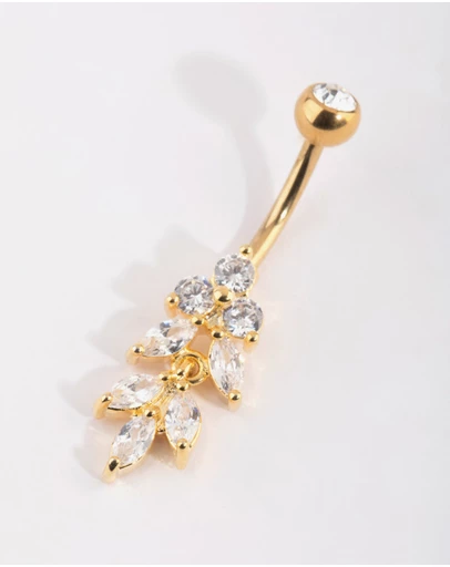 Lovisa - Gold Plated Titanium Marquise Diamante Belly Bar