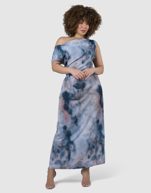 Sunday In The City - Phantom Maxi Satin Dress