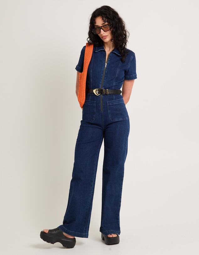 Insight - Nikki Denim Maxi Boiler Suit Mid 90's Blue