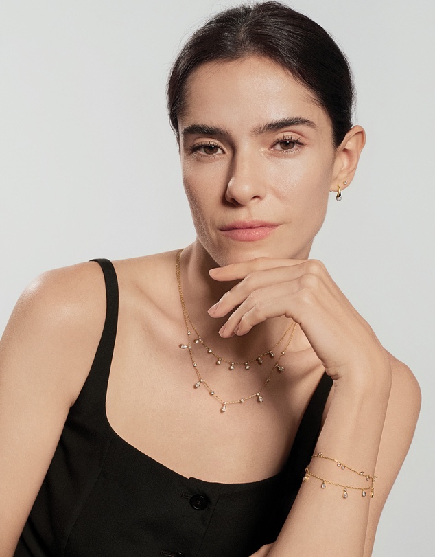 Ania Haie - Gold Bezel-Set Droplet Station Bracelet
