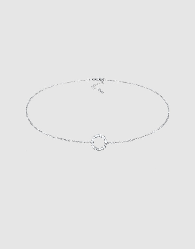 Elli Jewelry - Circle Zirconia Choker Necklace in 925 Silver