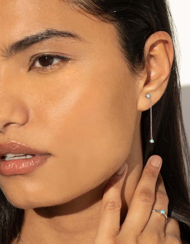 Mestige - Bello Blue Opal Earrings - Silver Plated