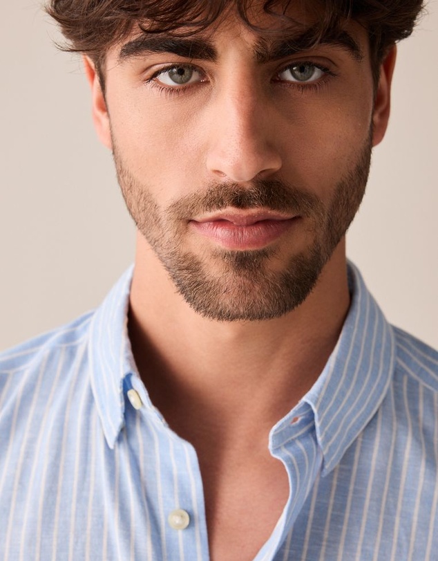 NEXT - Linen Blend Stripe Short Sleeve Shirt