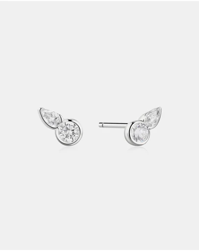 Ania Haie - Silver Bezel Round & Teardrop Stud Earrings
