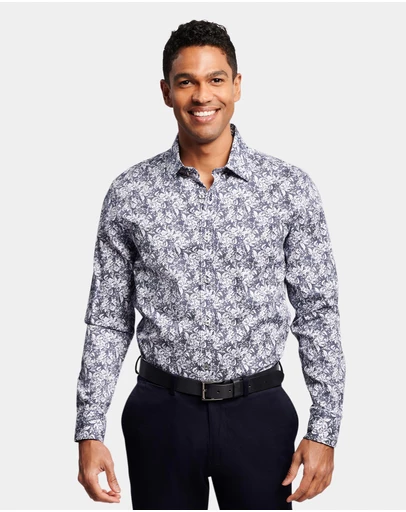 Brooksfield - Abstract Floral Print Slim Fit Dress Shirt