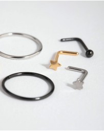 Lovisa - Surgical Steel Ball Star Nose Ring & Stud 6-Pack