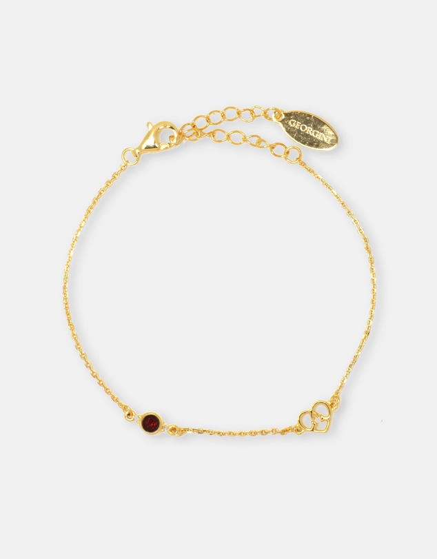 Georgini - Natural Garnet And Two Natural Diamond January Gold Bracelet