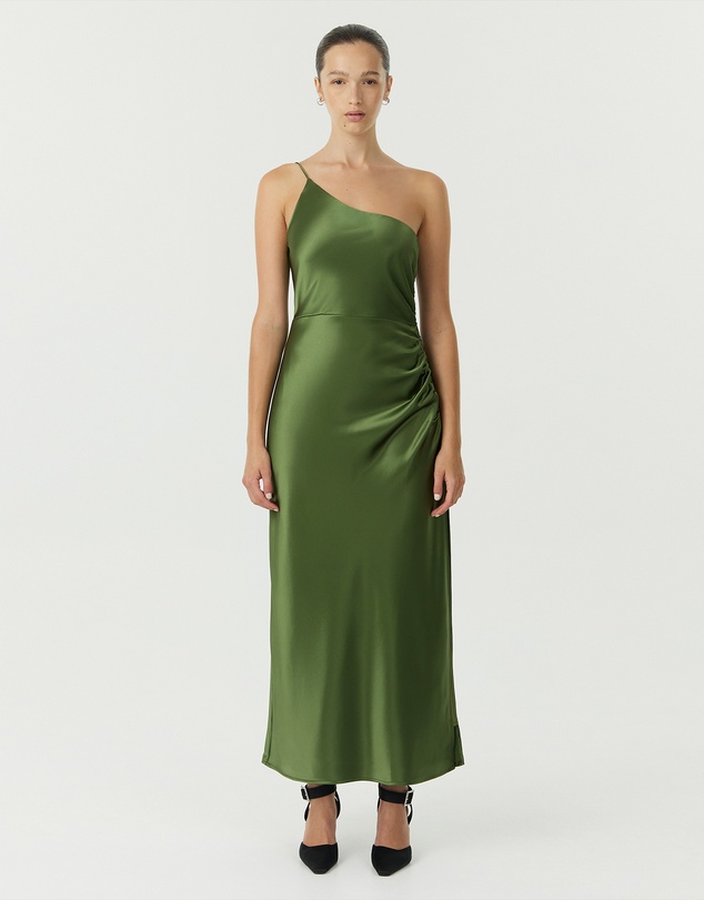 Third Form - Satin Gather One Shoulder Dress
