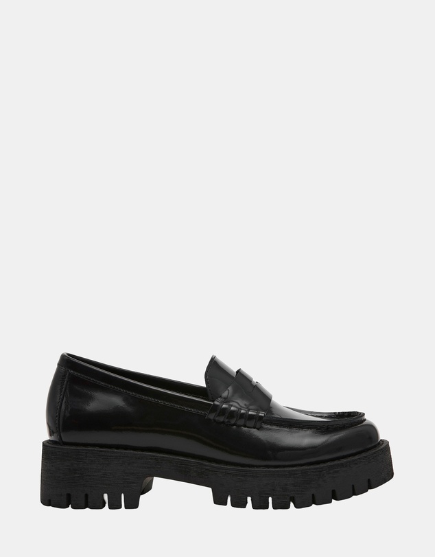 Steve Madden - Langsten-CN Black Leather Loafers