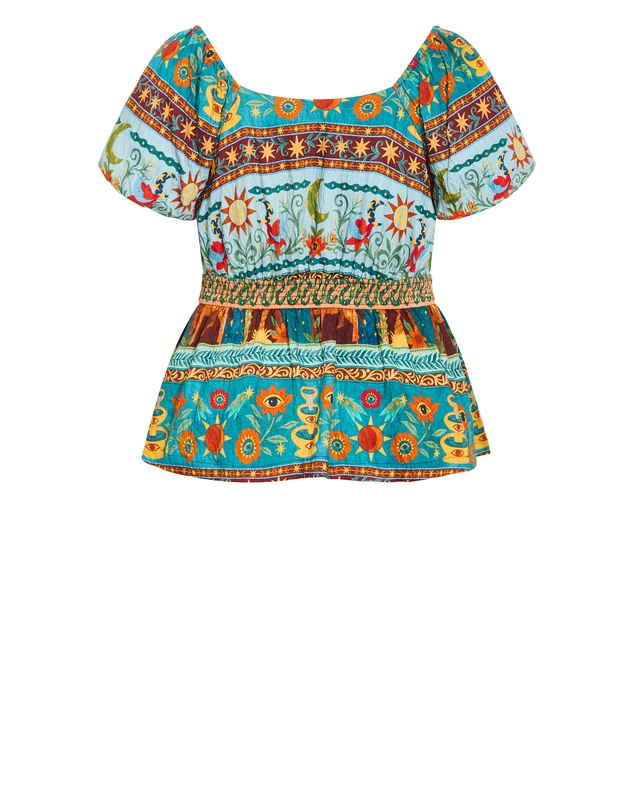 City Chic - Amaria Print Tie Front Top
