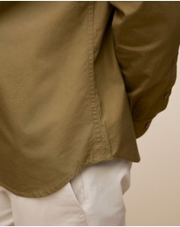 Trenery - Tailored Fit Cotton Poplin Shirt in Dark Khaki