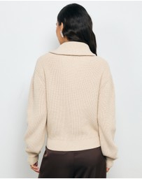 AERE - Clea Organic Cotton Zip Cardigan